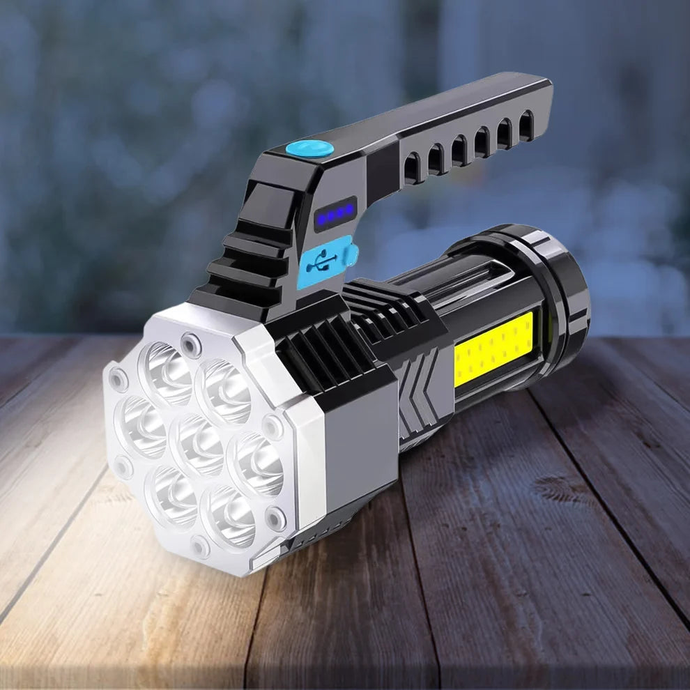 Rechargeable LED Flashlight – Portable 7-LED COB Torch