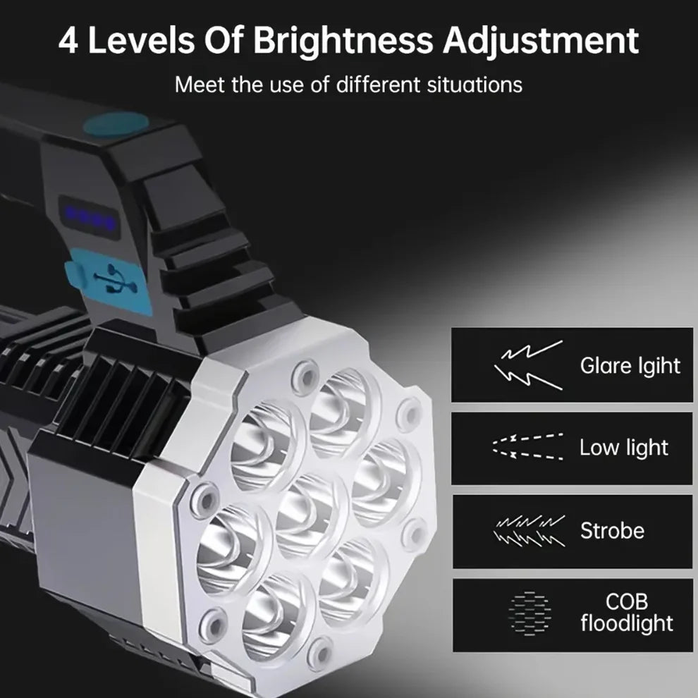 Rechargeable LED Flashlight – Portable 7-LED COB Torch