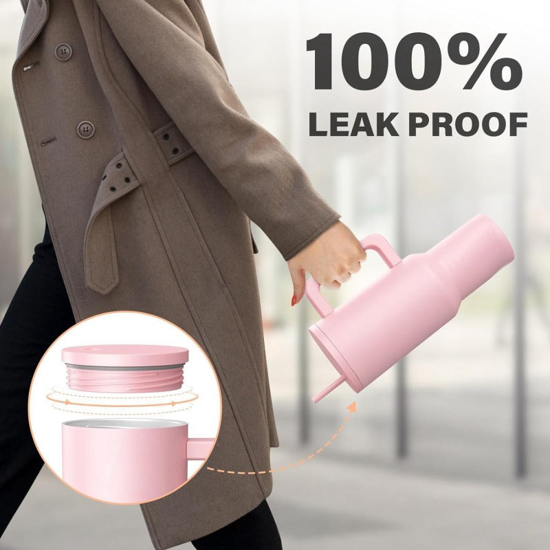 1200ml Tumblers Pink With Steel Straw