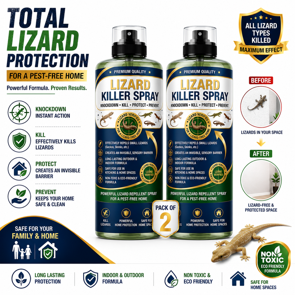 Premium Lizard Killer Spray | Fast Acting Lizard Repellent Spray for Home & Kitchen | Indoor & Outdoor Protection