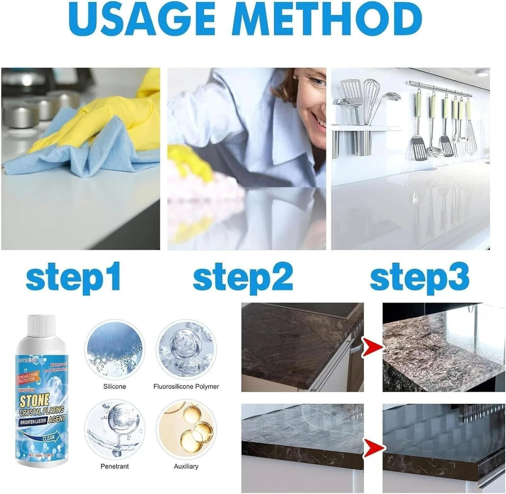 Ultra shine Stone polish Multi-Surface Stone Stain Remover Cleaner Stain Remover 100ml each (Pack of 3)