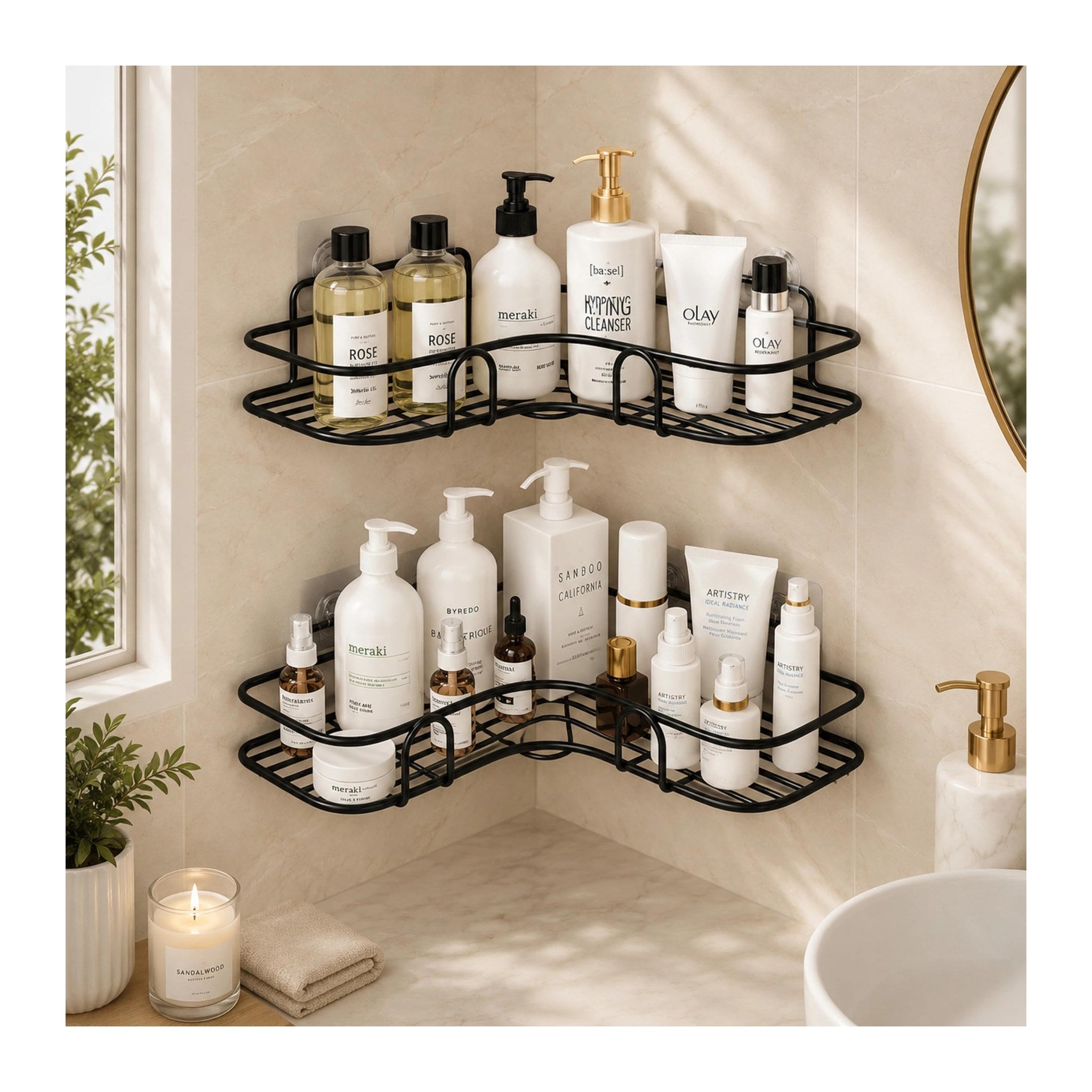 Self-Adhesive Bathroom Corner Rack – Pack of 2 – Buyzo
