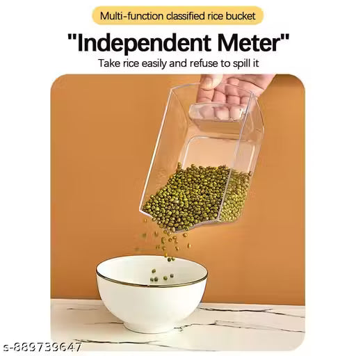 6-Grid Rotating Grain Dispenser - Grocery storage container for pulses, cereal, grains & rice with Measuring Cup (White)