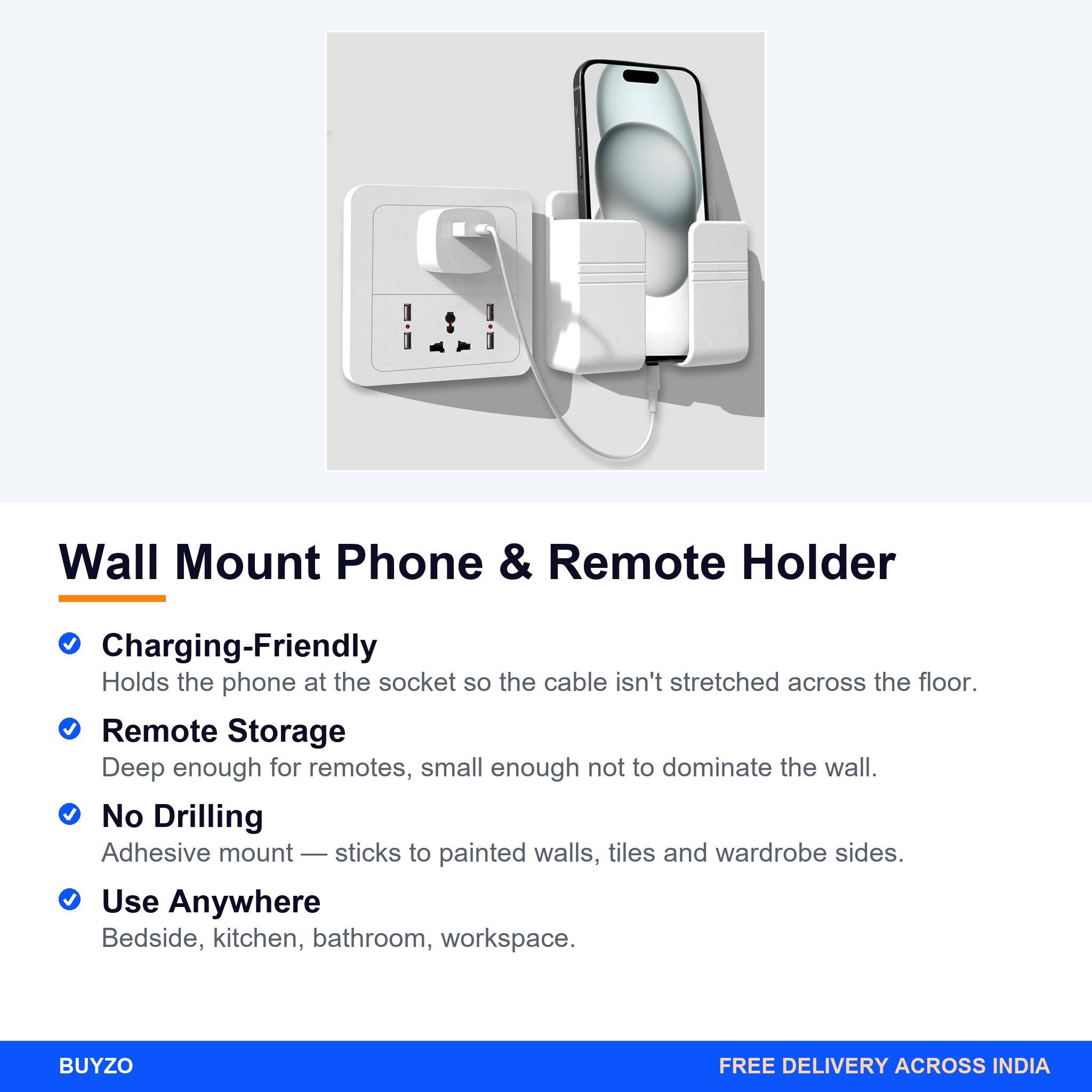 Wall Mount Phone & Remote Holder – Buyzo