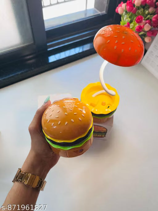 Creative Hamburger Design Folding Study Table Lamp - Portable Night Light for Bedroom