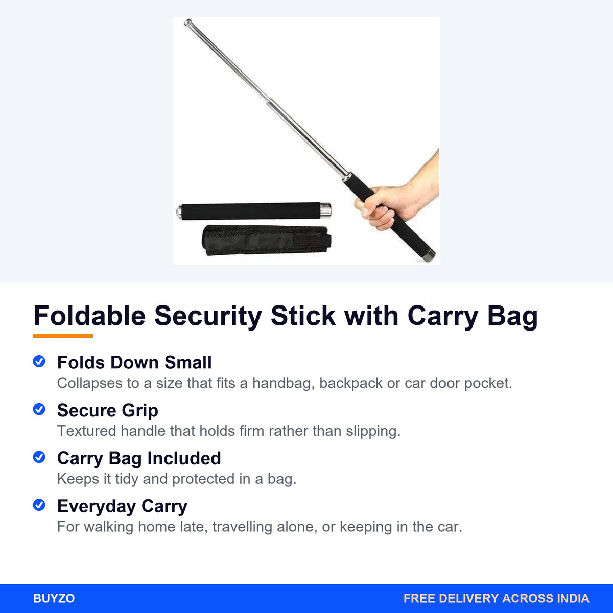Foldable Security Stick with Carry Bag – Buyzo