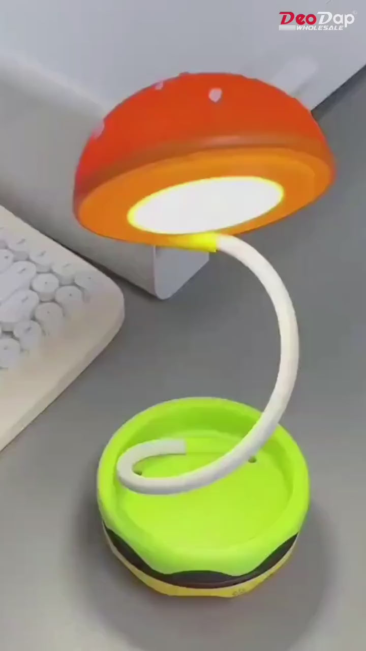 Creative Hamburger Design Folding Study Table Lamp - Portable Night Light for Bedroom