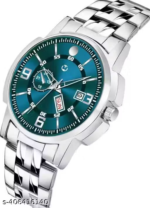 Silver Stainless Chain Green Dial Men’s Analog Watch