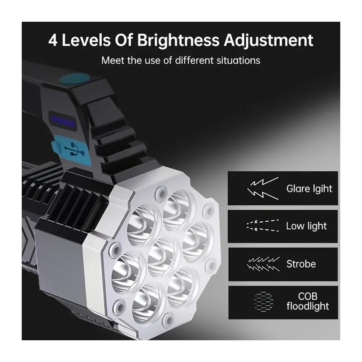 Rechargeable 7-LED COB Torch – view 5